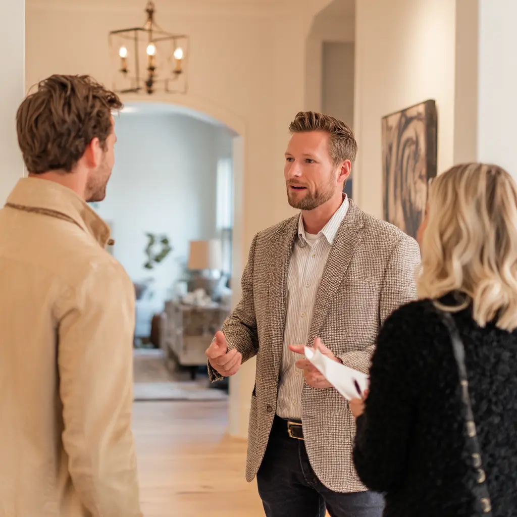 Real estate agent meeting with home buyers