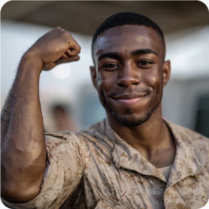 Smiling service member in uniform
